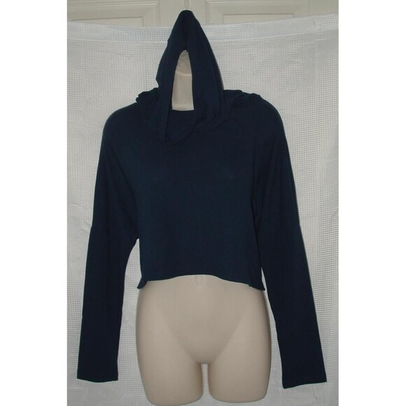 NEW Blue Small / Medium Oversized Stretchy Lightweight Cropped Hooded Sweater - Picture 1 of 3